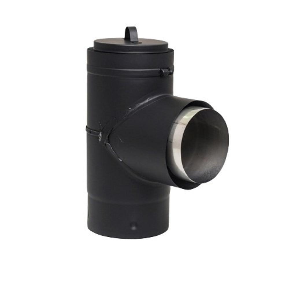 Copperfield Chimney 4" 304L-Alloy Stainless Steel PelletVent Stove Adaptor Tee with Cap