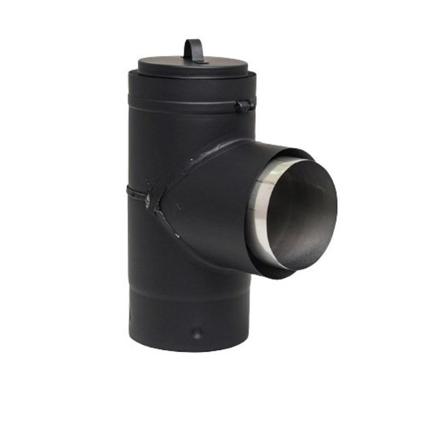 Copperfield Chimney 4" 304L-Alloy Stainless Steel PelletVent Stove Adaptor Tee with Cap