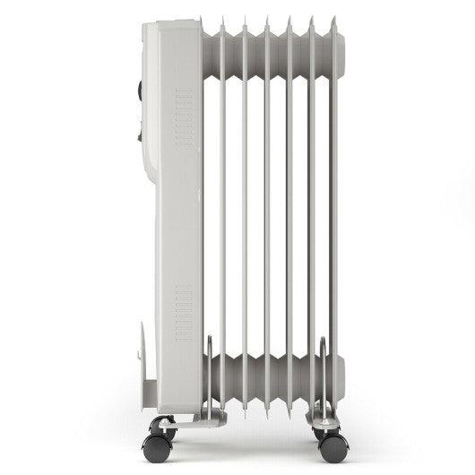 Costway 1500 W 7-Fin Portable Electric Oil Filled Radiator Heater with Adjustable Thermostat