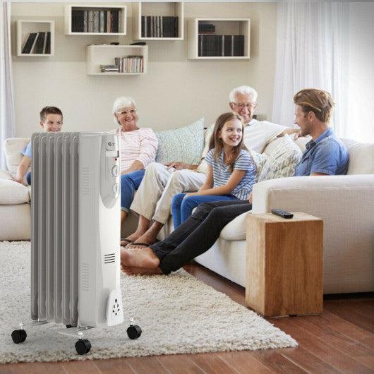 1500 W Oil-Filled Heater Portable Radiator Space Heater with Adjustable  Thermostat - Costway