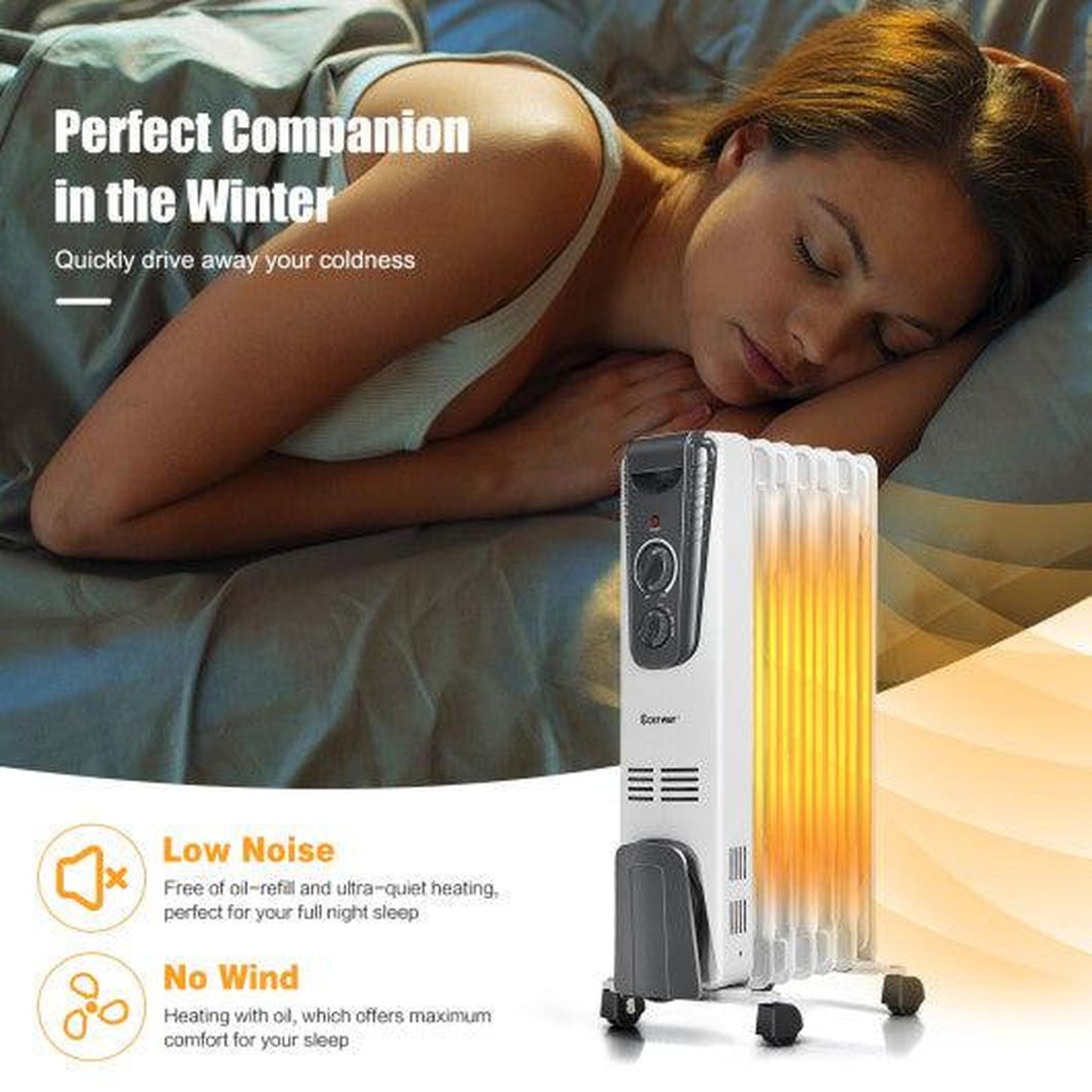 Costway 1500W Electric Space Heater with Adjustable Thermostat