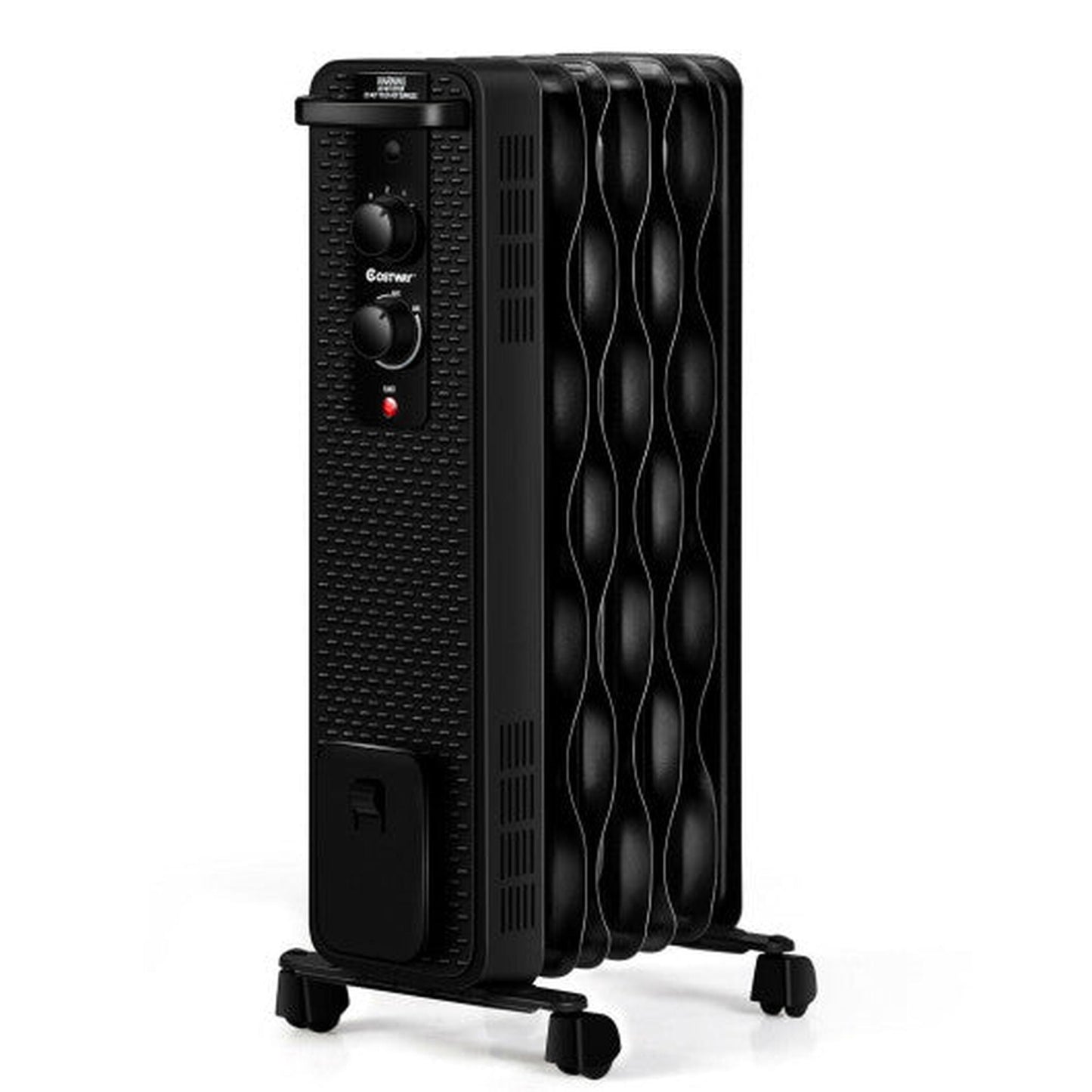 Costway 1500W Oil-Filled Heater Portable Radiator Space Heater with Adjustable Thermostat - Black