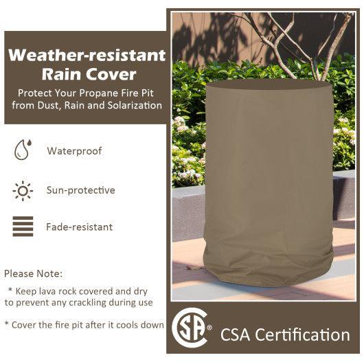 Costway 16" Gray Auto-Ignition Patio Gas Fire Pit with Waterproof Protective Cover