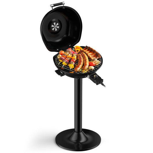 Costway 1600W Black Portable Electric BBQ Grill with Removable Non-Stick Rack