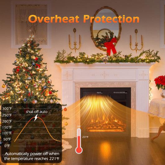 Costway 18" Electric Fireplace Insert with 7-Level Adjustable Flame Brightness