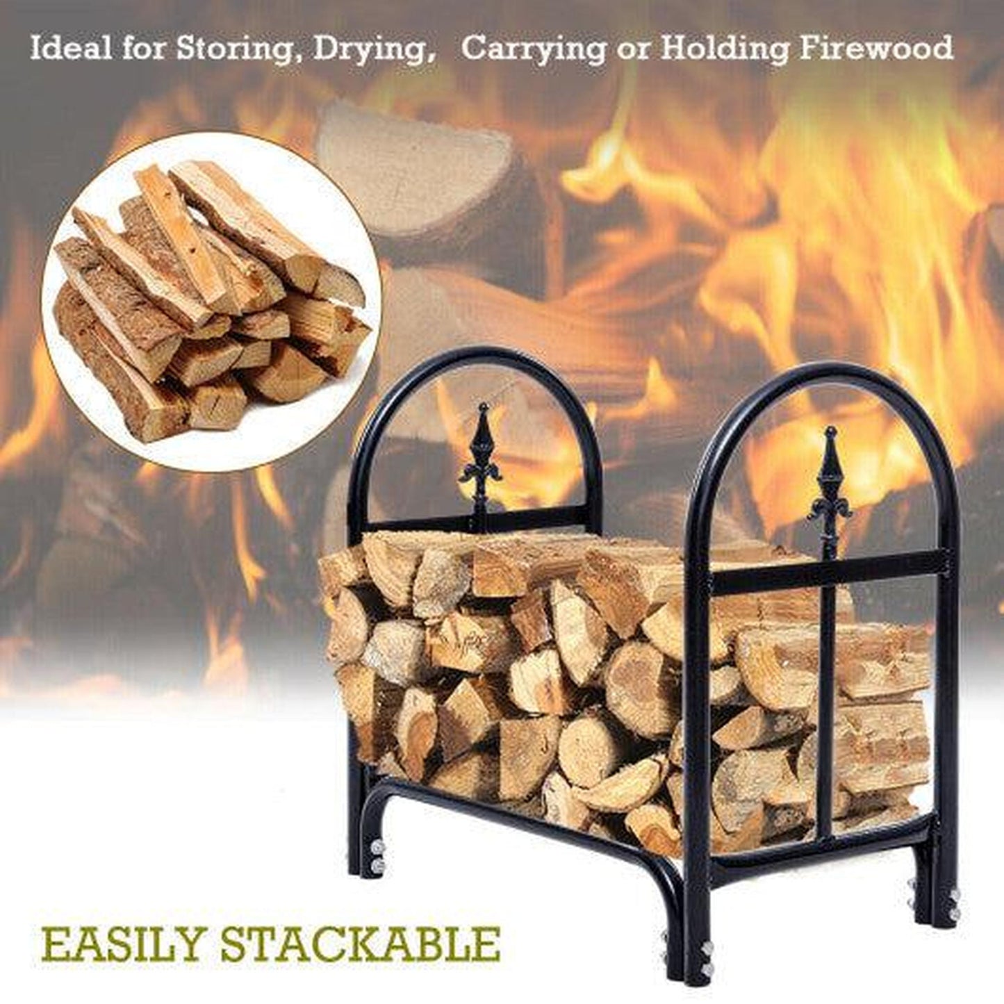 Costway 2' Outdoor Heavy Duty Steel Firewood Storage Holder
