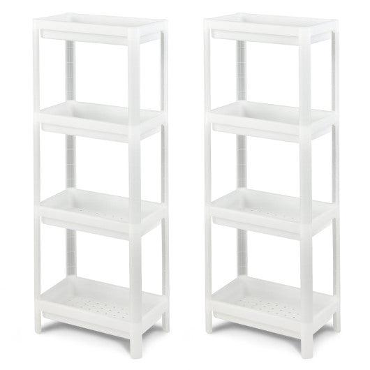 Costway 2 Packs 4-Tier White Detachable Slim Storage Cart with Drainage Holes for Small Space