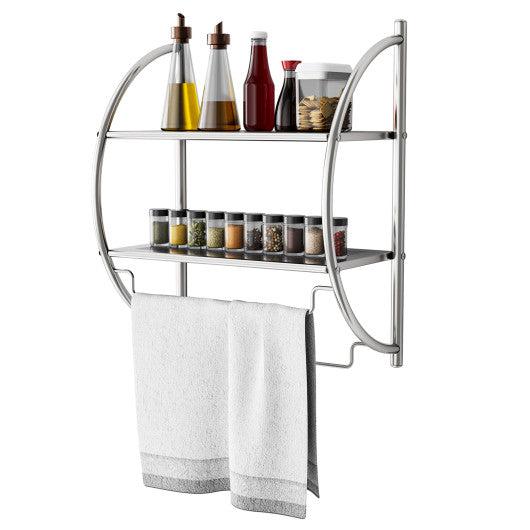 Costway 2-Tier Wall Mount Shower Organizer Towel Storage Rack