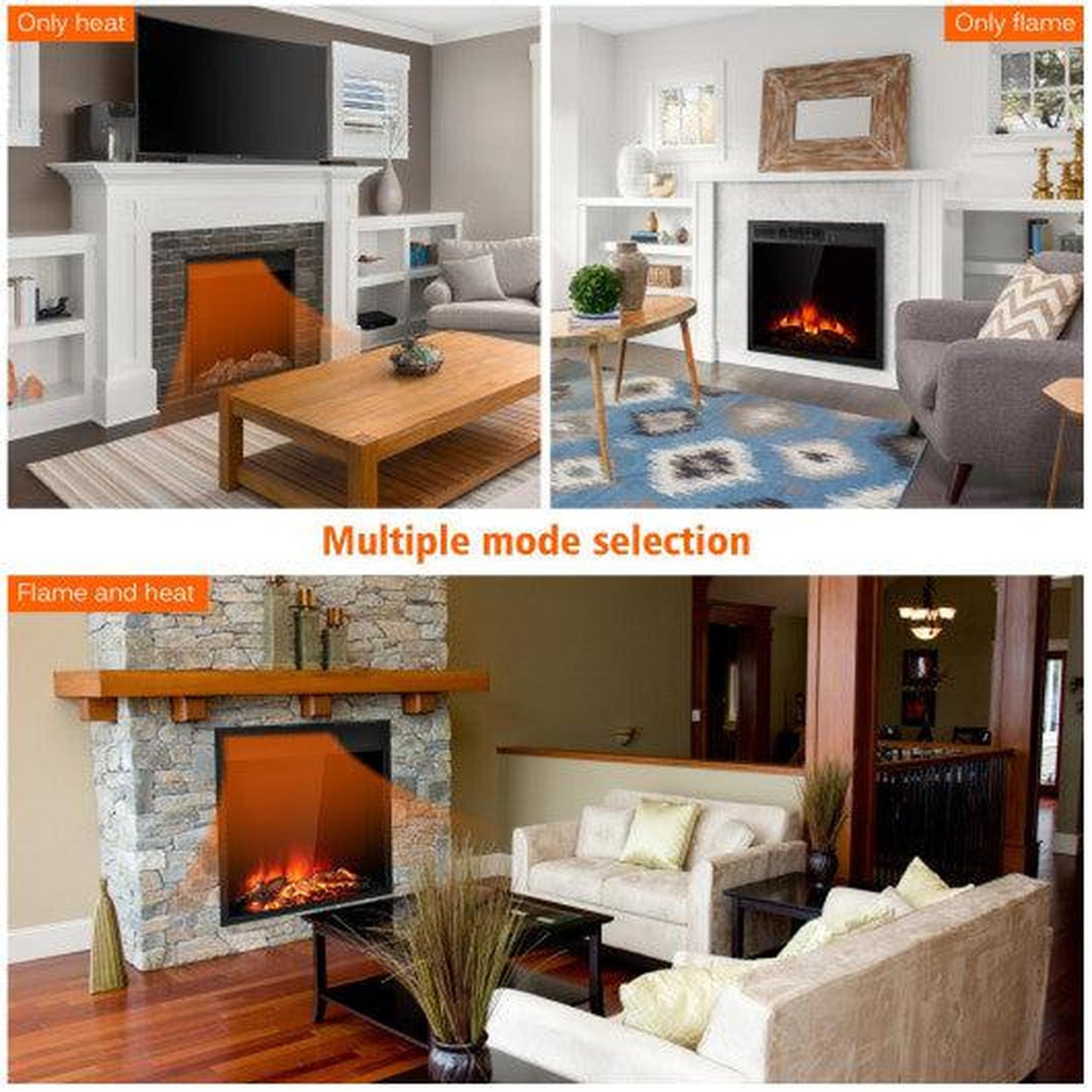 Costway 22.5" Electric Fireplace Insert Freestanding and Recessed Heater