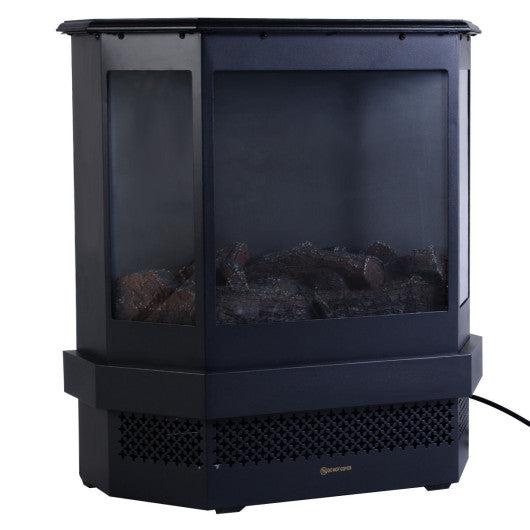 Costway 23” Free Standing Electric Fireplace 1500W Adjustable Heater Fire Tempered Glass