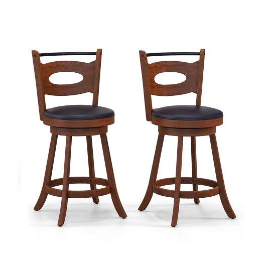 Costway 24" 2 Pieces Swivel Bar Stools with Curved Backrest and Seat Cushions