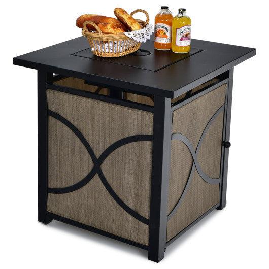 Costway 25" 40,000 BTU Propane Fire Pit Table with Lid and Fire Glass