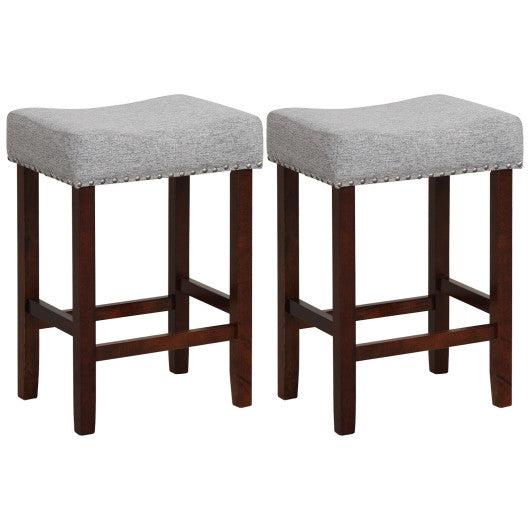 Costway 25" Gray Bar Stool with Curved Seat Cushions