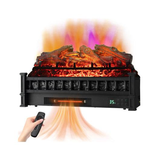 Costway 26" Electric Fireplace Heater with Remote Control and Realistic Lemonwood Ember Bed-Black
