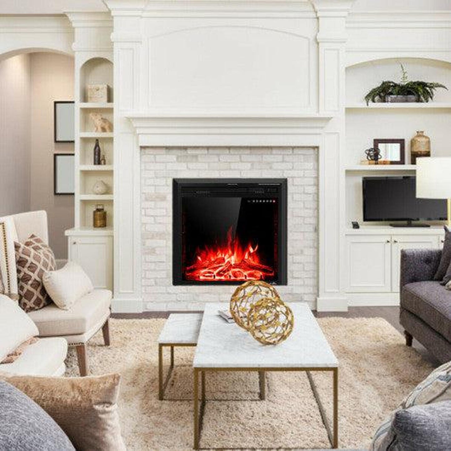 Costway 26" Fireless and Wall Mounted Electric Fireplace with Romote Control