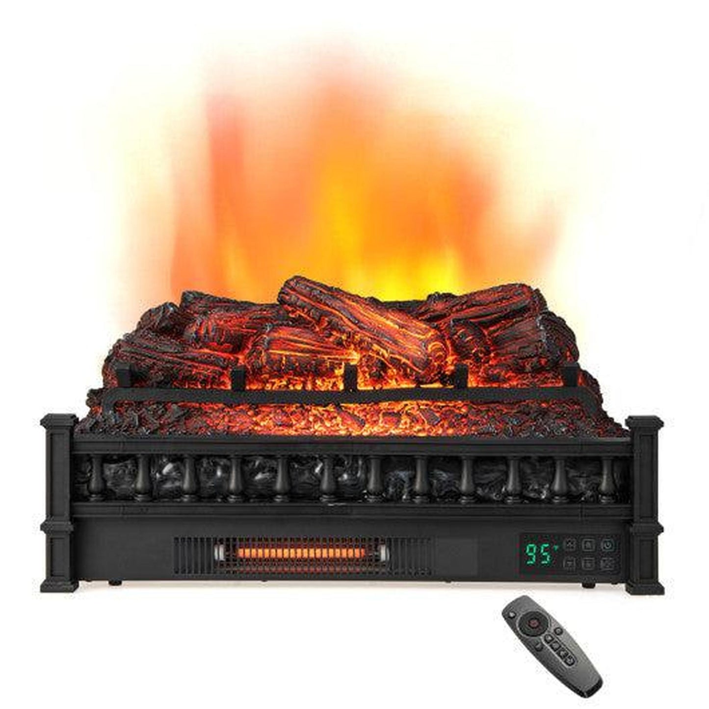 Costway 26" Infrared Quartz Electric Fireplace with Realistic Pinewood Ember Bed