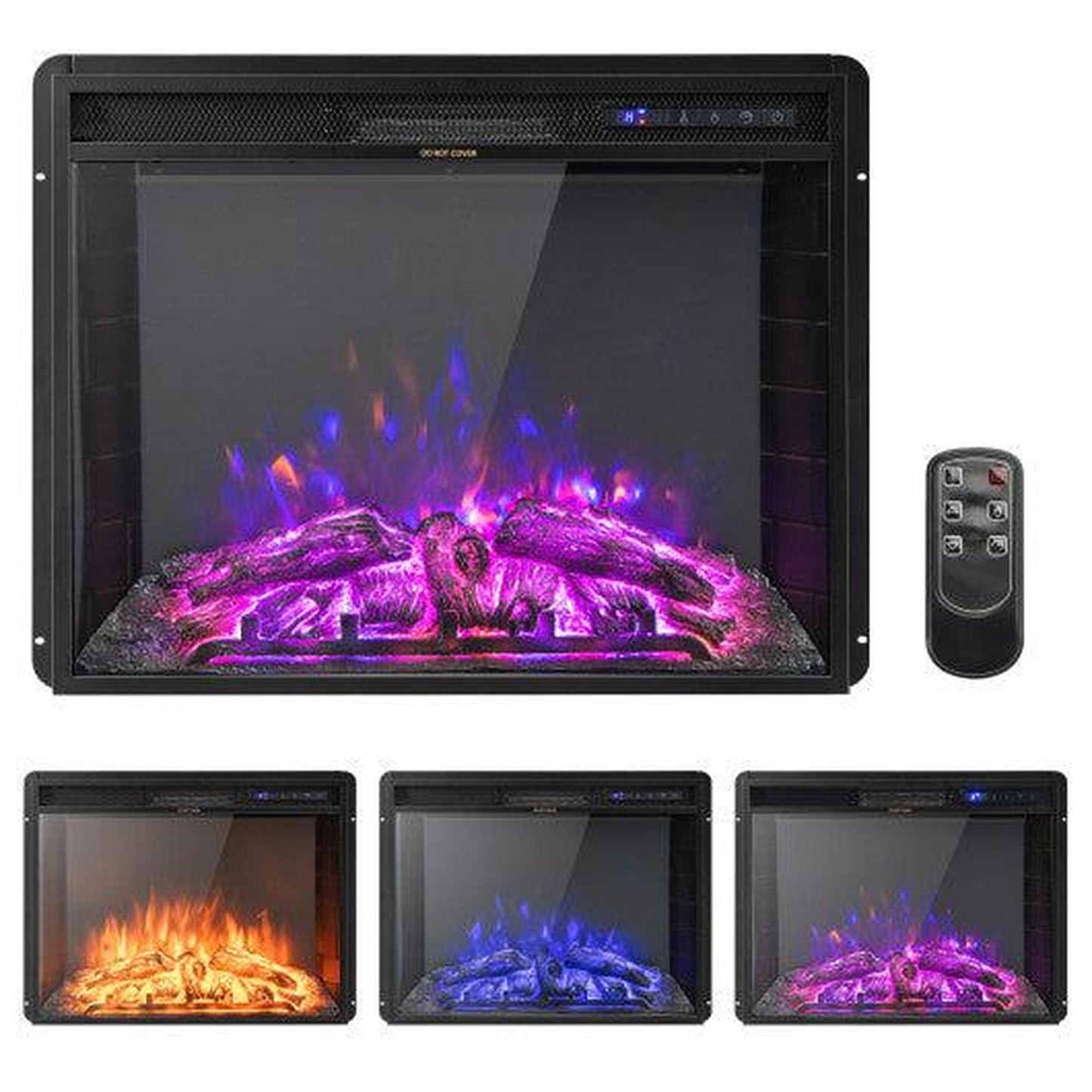 Costway 26" Recessed Electric Fireplace with Adjustable Flame Brightness
