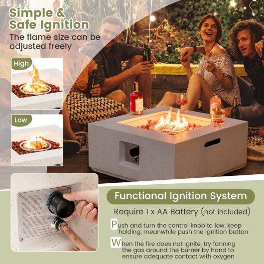 Costway 28" 40,000 BTU White Square Propane Gas Fire Pit with PVC Cover