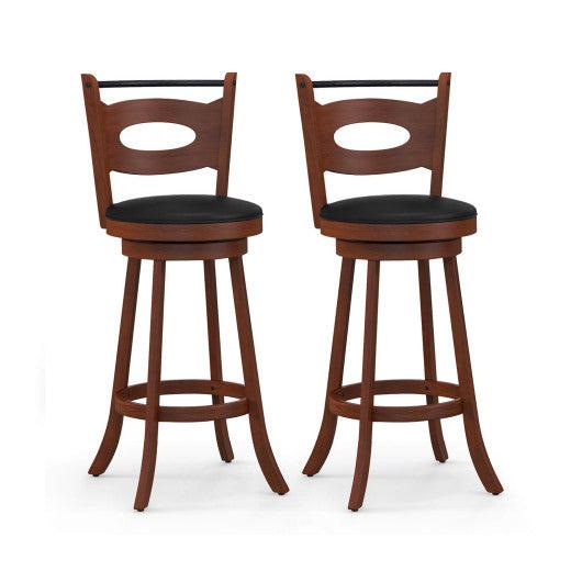 Costway 29" Swivel Bar Stools with Curved Backrest and Seat Cushions
