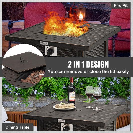 Costway 30" 50,000 BTU Square Propane Gas Fire Pit Table with Table Cover