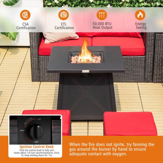 Costway 30" Square Propane Gas Fire Table with Waterproof Cover