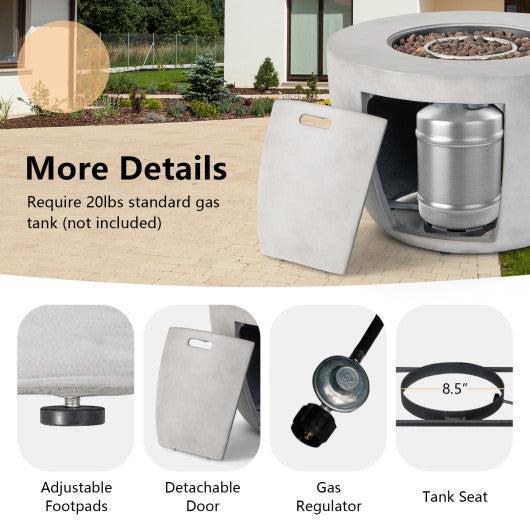 Costway 36" 50,000 BTU Round Concrete Propane Fire Pit Table with Lava Rocks PVC Cover