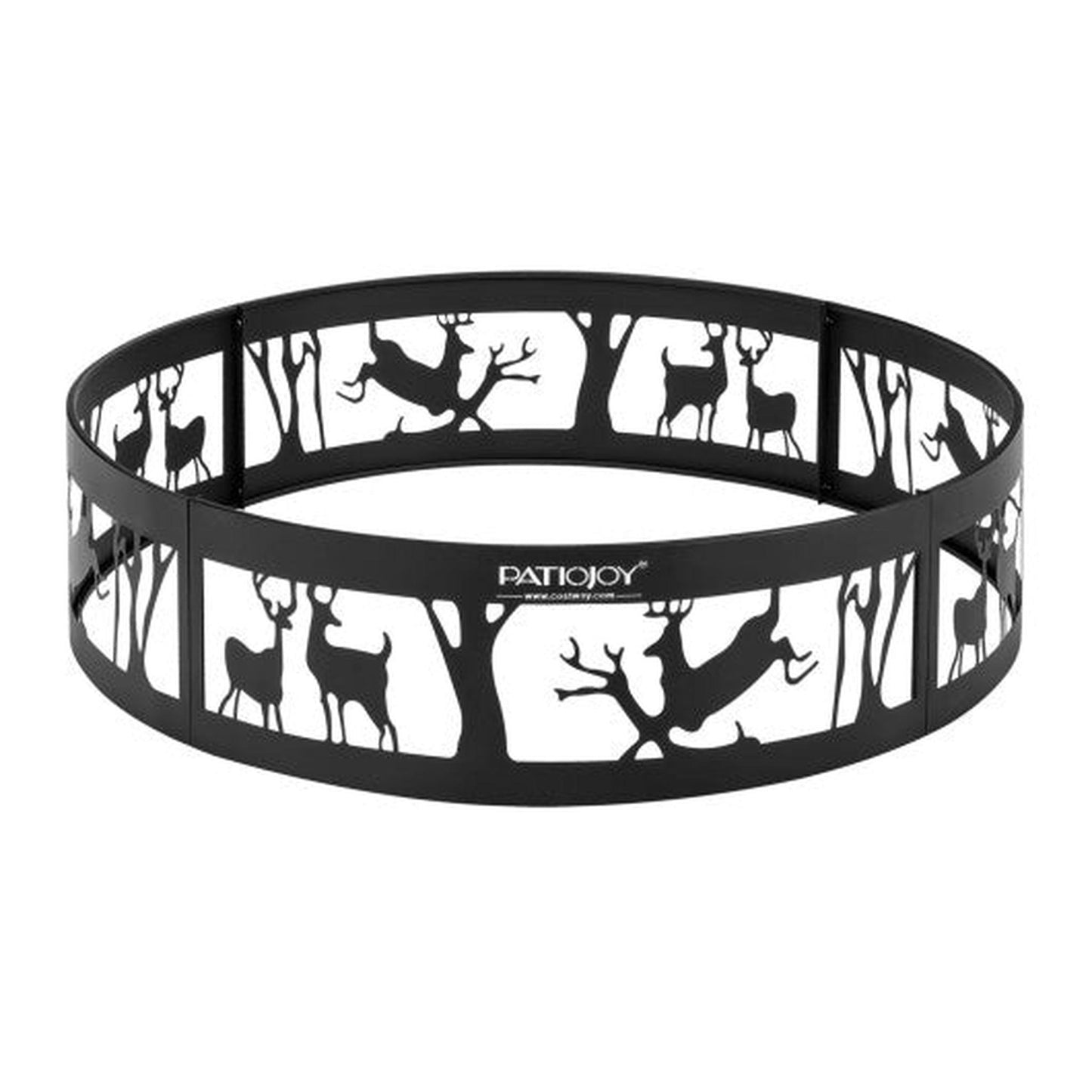 Costway 36" Metal Fire Pit Ring Deer with Extra Poker Bonfire Liner for Campfire