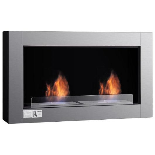 Costway 38" Wall Mounted Bio-Ethanol Ventless Dual Burner Fireplace