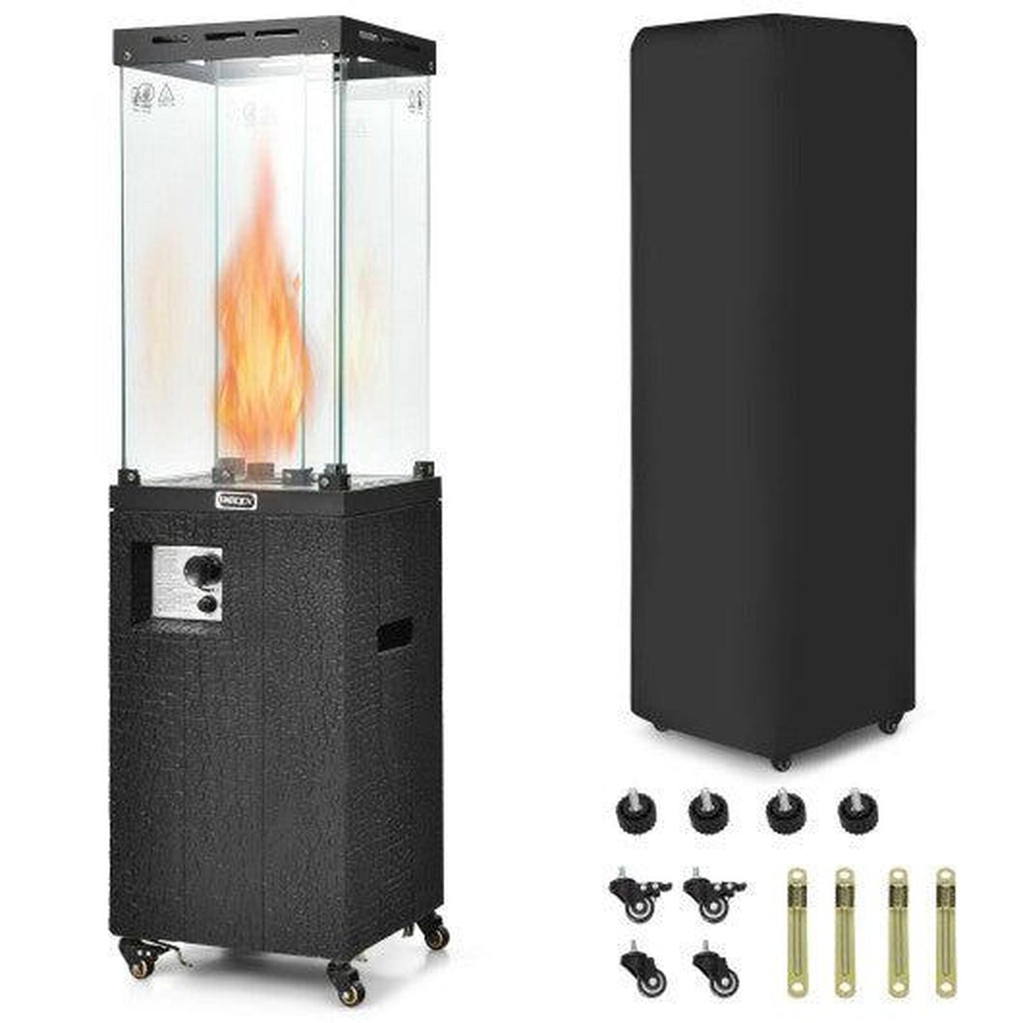 Costway 41,000 BTU Black Liquid Propane Patio Heater with Lockable Wheels