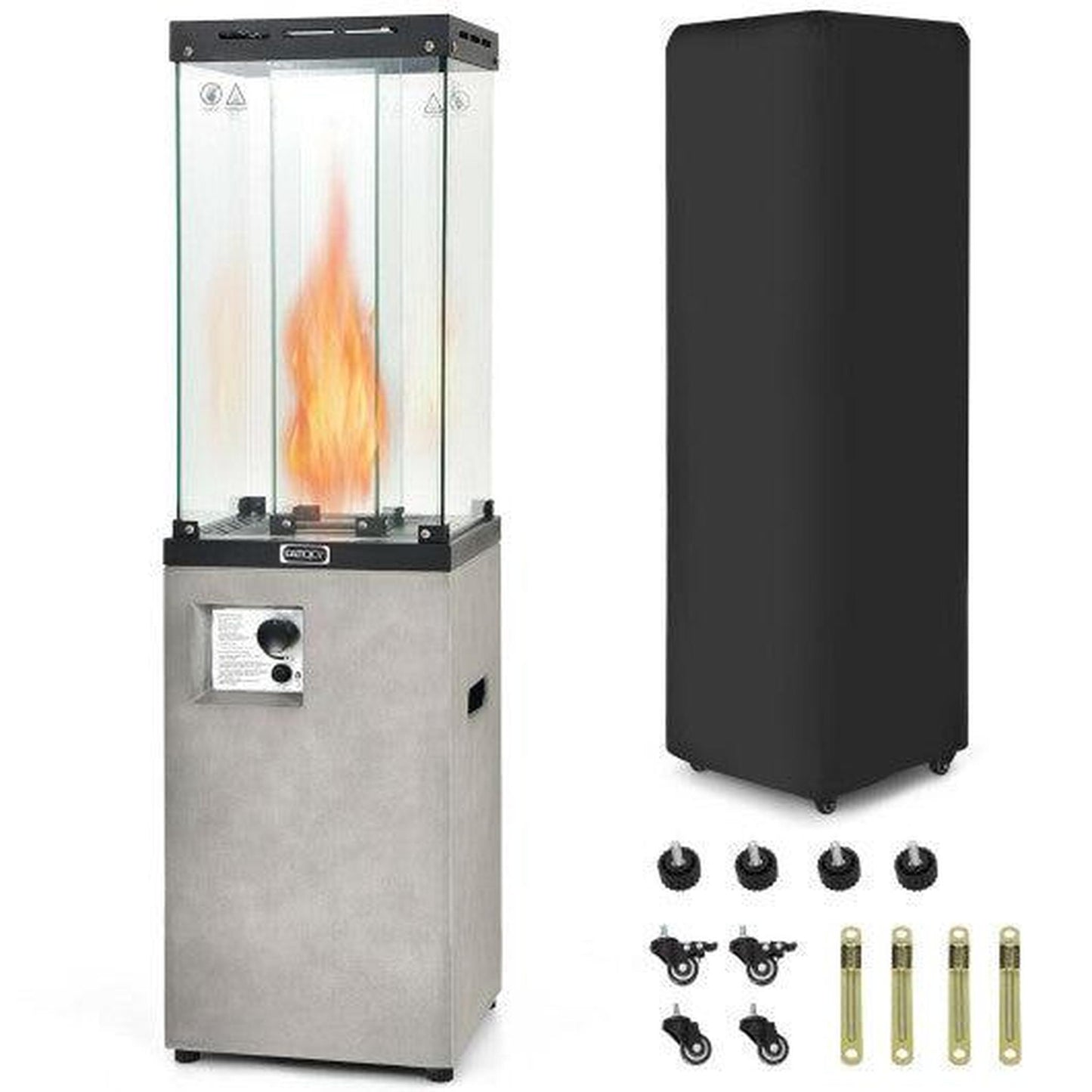 Costway 41,000 BTU Gray Liquid Propane Patio Heater with Lockable Wheels