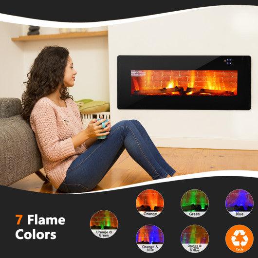 Costway 42" Black Electric Wall Mounted Freestanding Fireplace with Remote Control