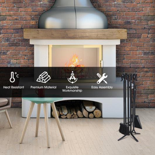 Costway 5 Pieces Fireplace Iron Standing Tools Set