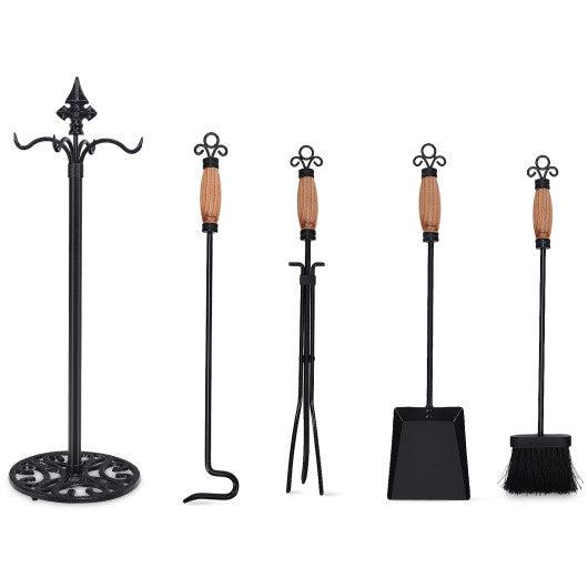 Costway 5 Pieces Fireplace Iron Tools Set