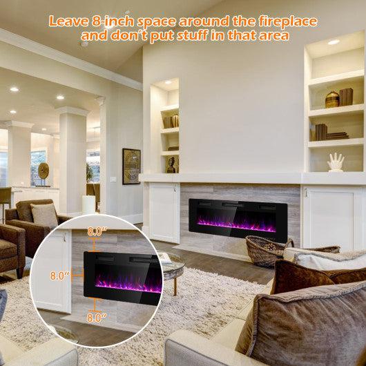 Costway 50" Recessed Ultra Thin Electric Fireplace with Timer