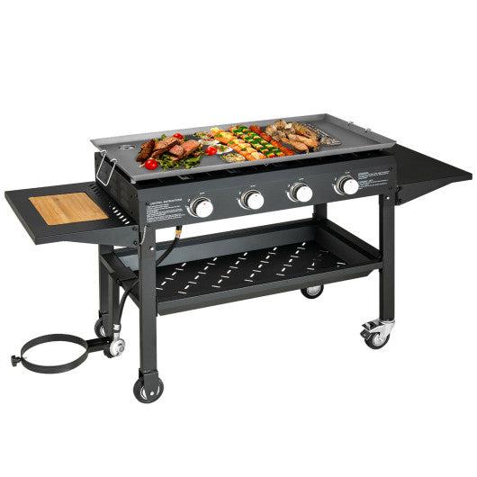 Costway 60,000 BTU 4 Burner Foldable Outdoor Propane Gas Grill with Wheels
