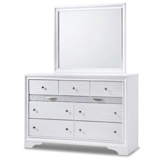 Costway 9 Drawers Modern Storage Cabinet Dresser Mirror Set