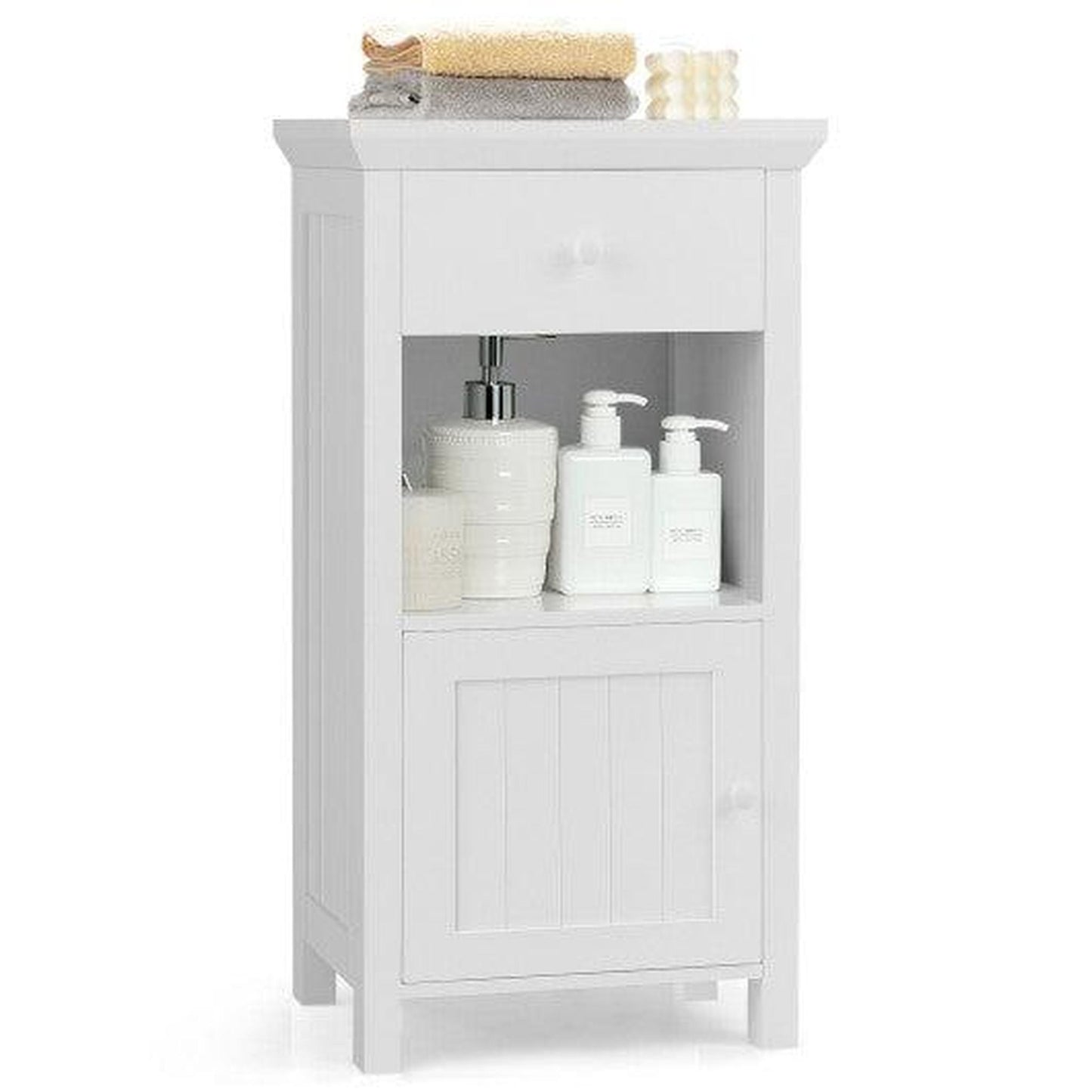 Costway Bathroom Floor Storage Drawer Cabinet Cupboard with Door