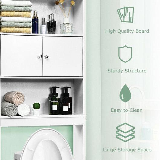 Costway Bathroom Wood Organizer Shelf Storage Rack with Cabinet