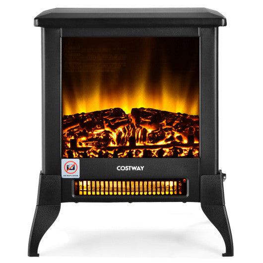 Costway Black Compact Portable Space Heater with Realistic Flame Effect