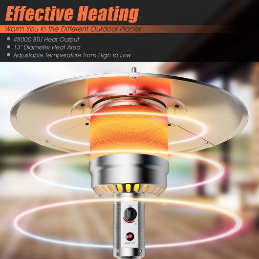 Costway Black Outdoor Heater Propane Standing LP Gas Steel with Table & Wheels