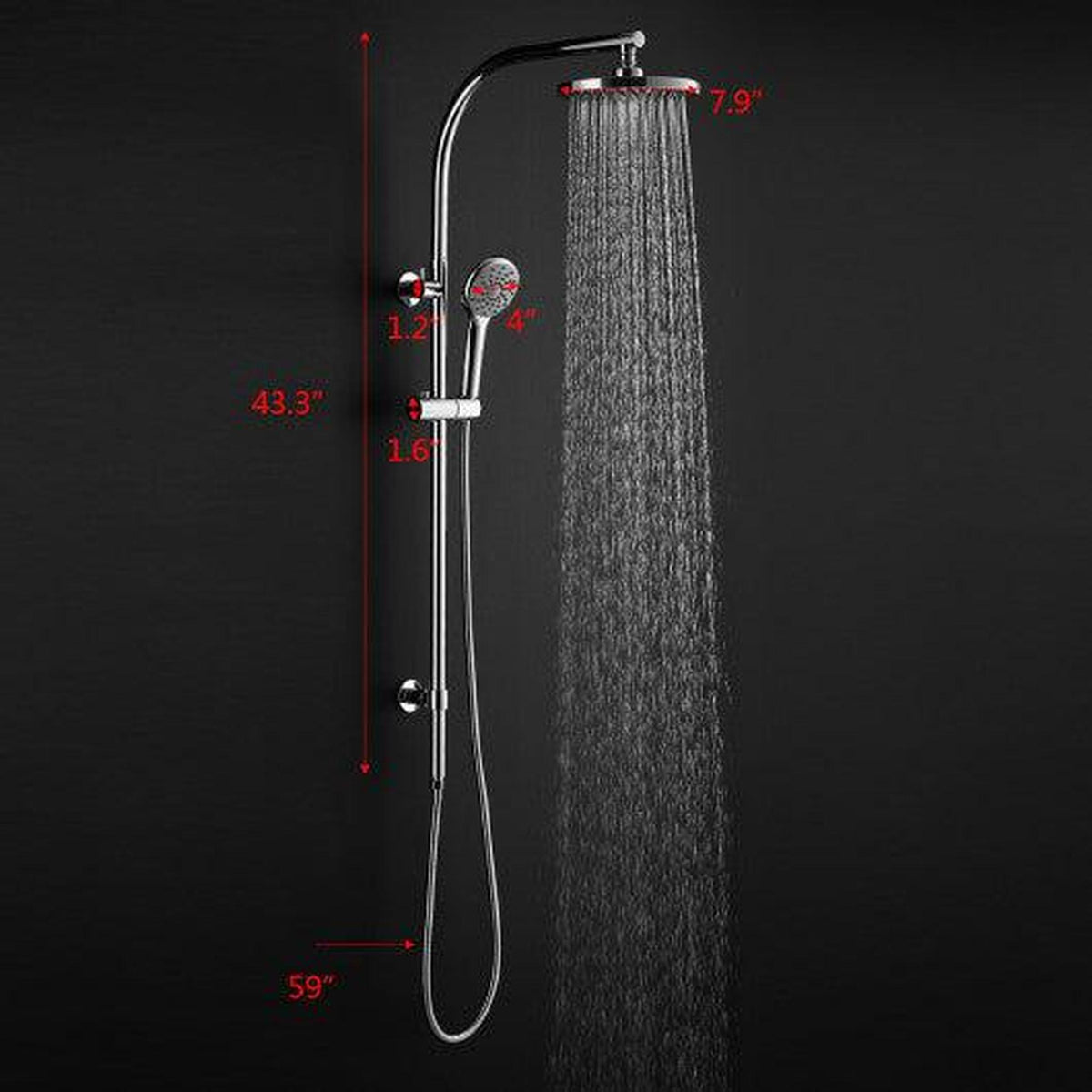 Costway Chrome Brass Rainfall Shower Panel Wall Mounted Combo Set System
