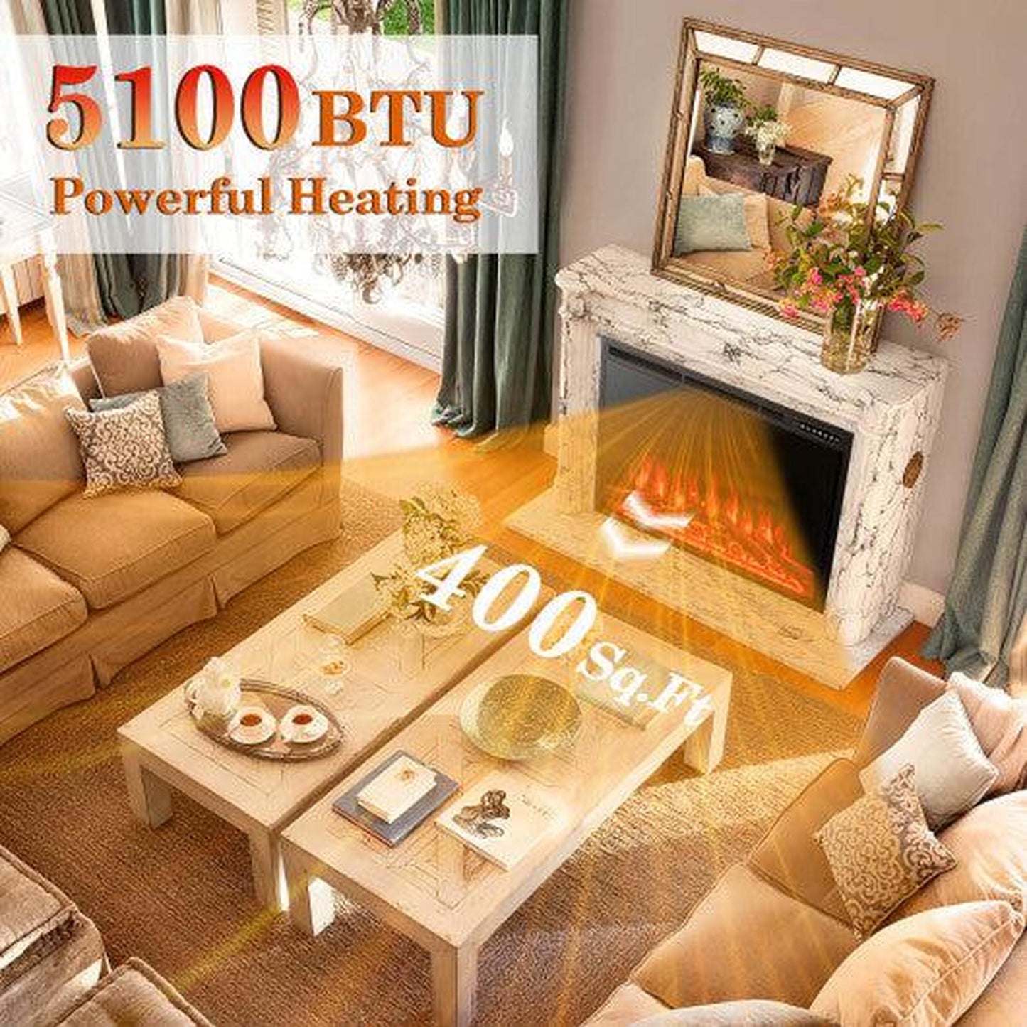 Costway FP10191 37" Electric Fireplace Recessed with Adjustable Flames