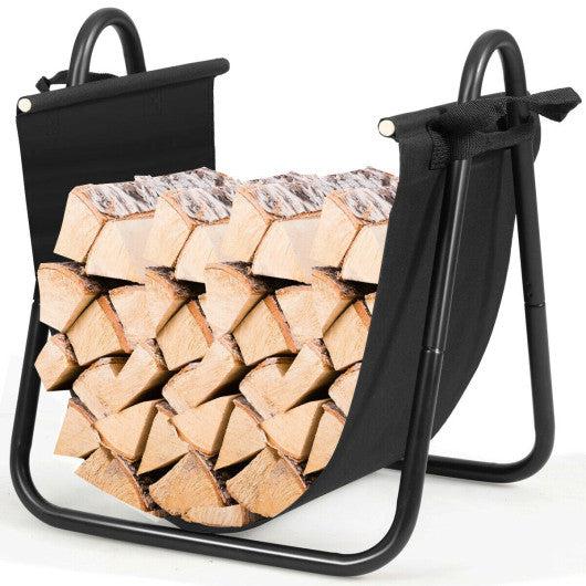 Costway Firewood Rack Log Wood Storage Holder with Canvas Tote Carrier