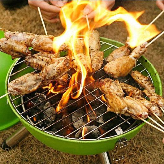 Costway Green Mini BBQ Stove Barbecue Oven Charcoal Grill Picnic Cookware Outdoor Camping