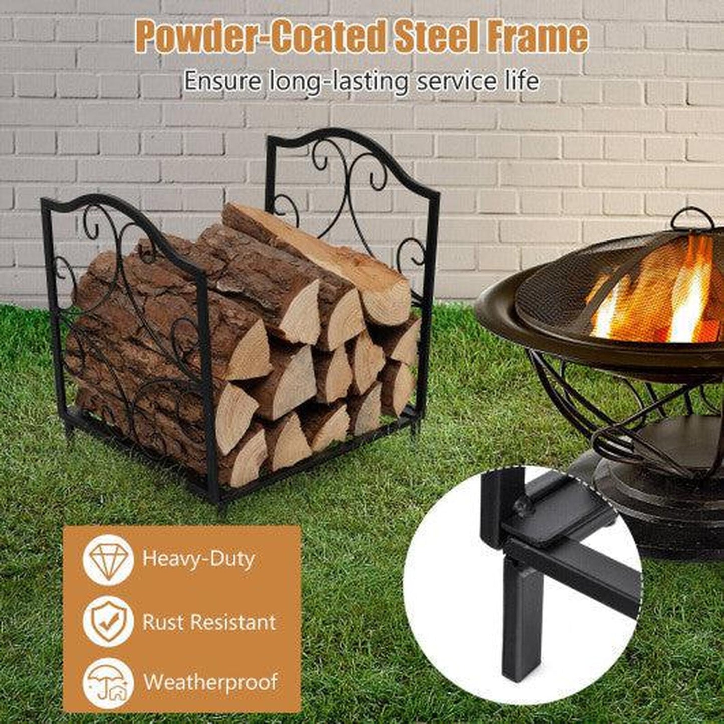 Costway Heavy-Duty Steel Firewood Log Rack
