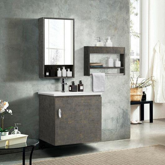 Costway Modern Wall-mounted Bathroom Vanity Sink Set