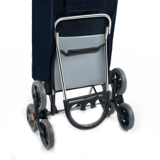 Costway Navy Folding Stair Climbing Shopping Cart with Removable Bag and Handle
