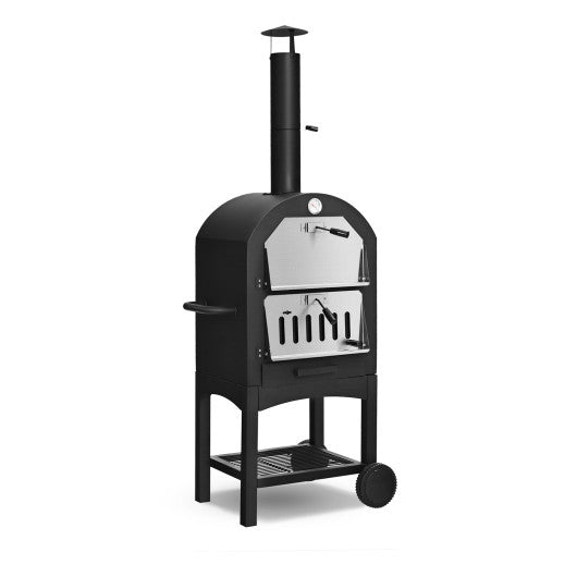 Costway Portable Pizza Oven with Pizza Stone and Waterproof Cover for Outdoor Use