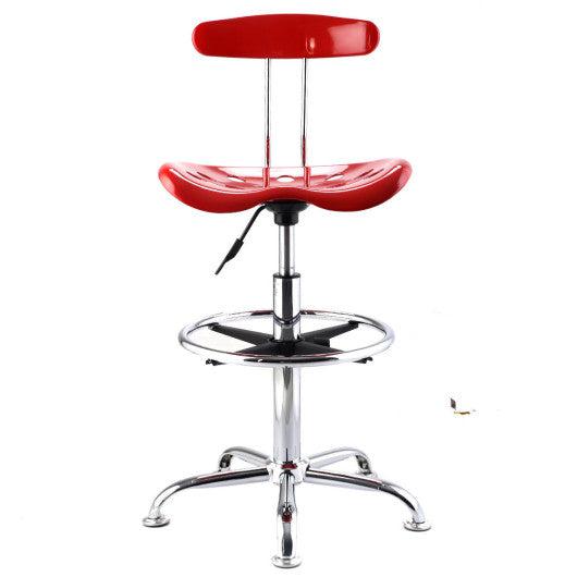Costway Red Adjustable Bar Stools ABS Tractor Seat Swivel Chrome Kitchen Breakfast
