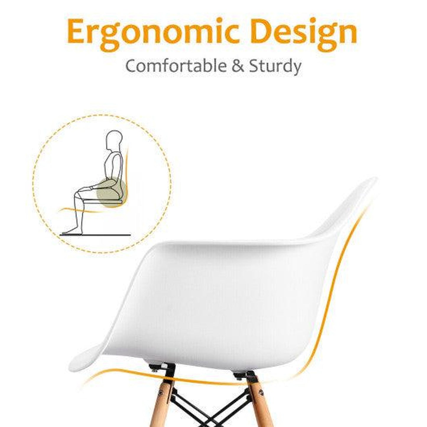 Costway Set of 2 Mid-Century Modern Molded Dining Arm Side Chairs